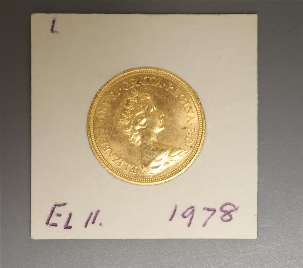 A Queen Elizabeth II gold sovereign 1978, EF